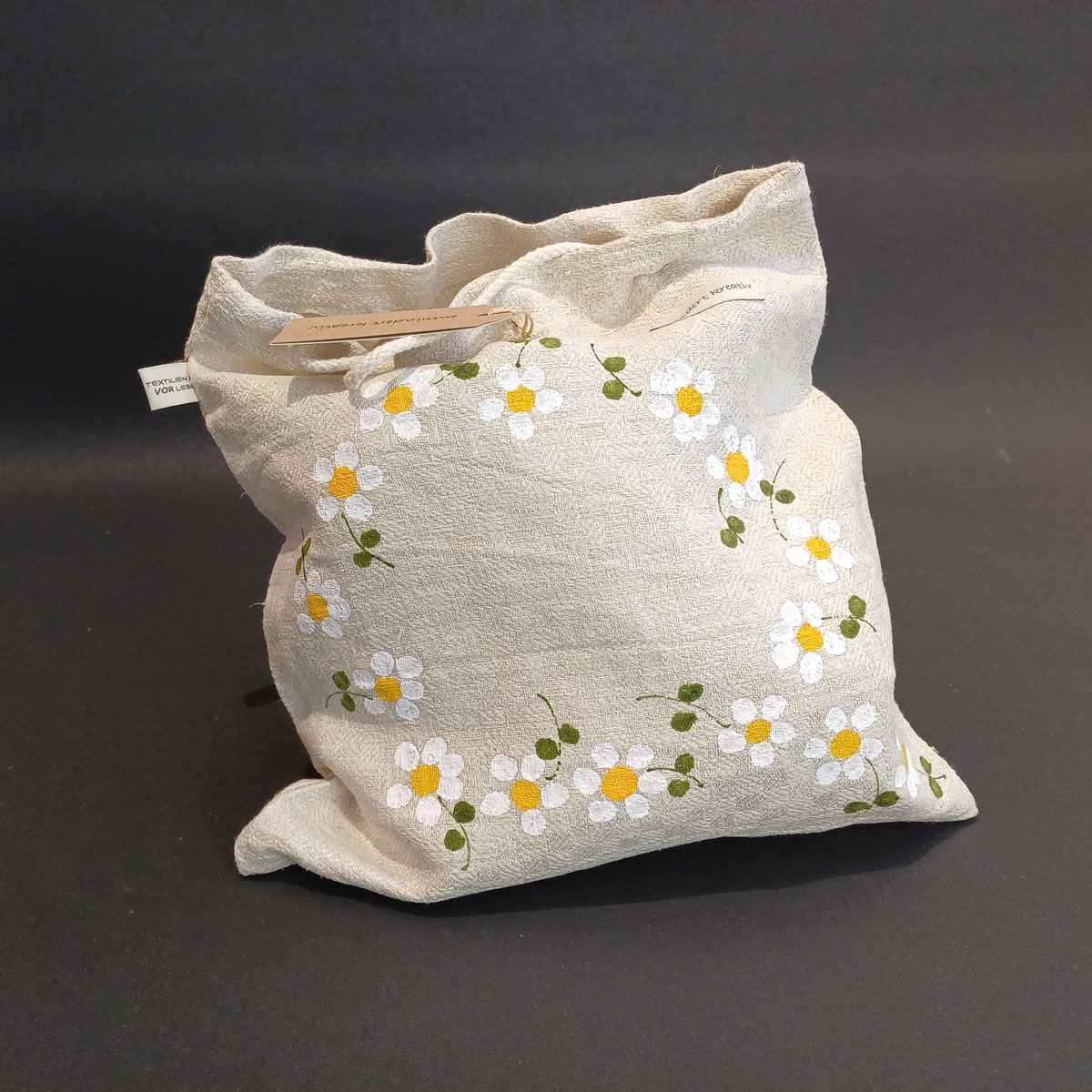 Leinensackerl mit Kordel - Blumen